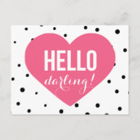 Hello Darling | Polka Dots Greeting Postcard