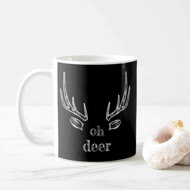 'Hello Dear' Deer Antlers & Ears Coffee Mug (With Donut)