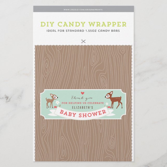 Hello Deer! Baby Shower 1.55oz Candy Bar Template (Front)
