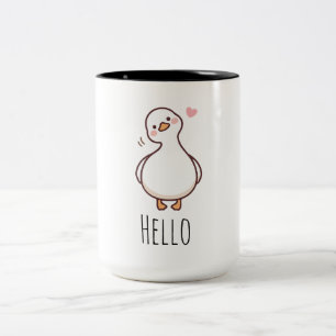 Hello Duck Mug Cute Minimalist Duck Coffee Cup