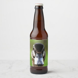 Hello Ducky Quirky Duck Portrait Beer Bottle Label
