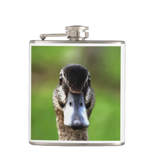 Hello Ducky Quirky Duck Portrait Hip Flask
