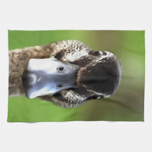 Hello Ducky Quirky Duck Portrait Tea Towel