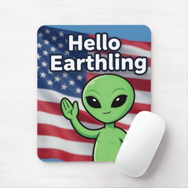 Hello Earthling  Mouse Mat (With Mouse)