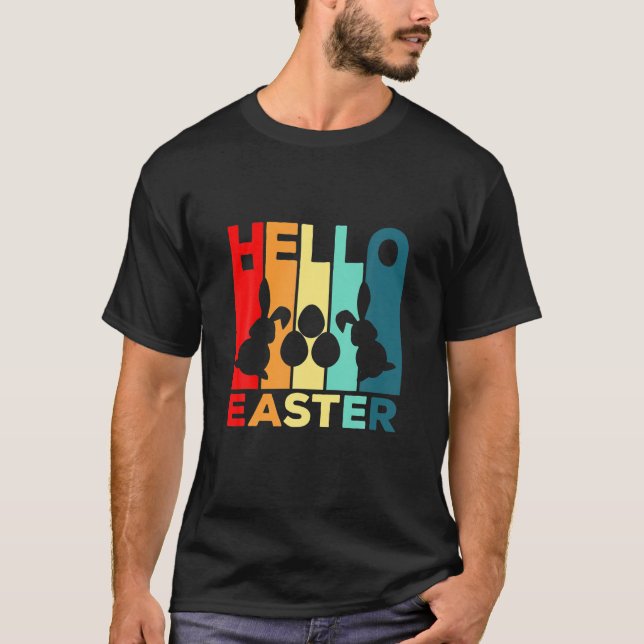 Hello Easter Bunny Eggs Vintage T-Shirt (Front)