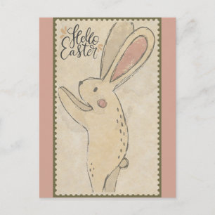 Hello Easter Cute Bunny Rabbit Postcard