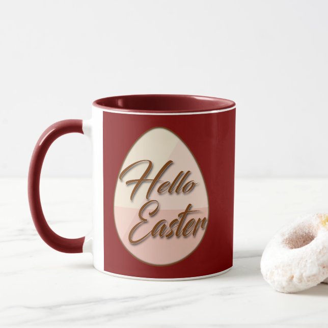 Hello Easter – Minimal Egg Design - caneca Mug (With Donut)
