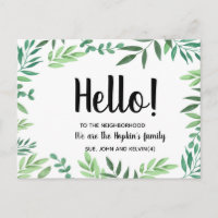 Hello,Editable We're New to the Neighbourhood gree