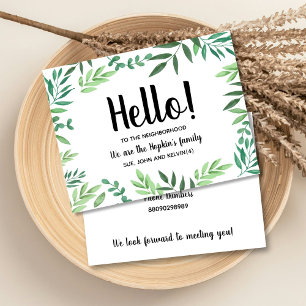 Hello,Editable We're New to the Neighbourhood gree Postcard