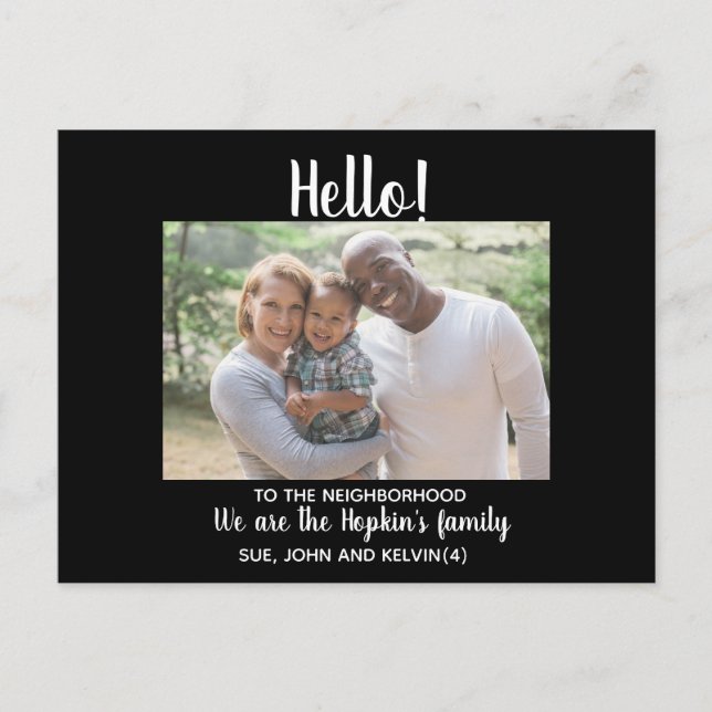 Hello,Editable We're New to the Neighbourhood phot Postcard (Front)