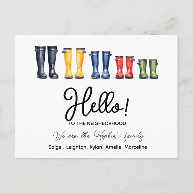 Hello,Editable We're New to the Neighbourhood Post Postcard (Front)