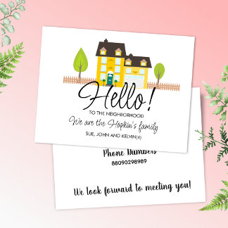 Hello,Editable We're New to the Neighbourhood Post Postcard
