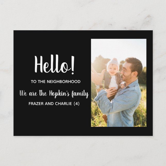 Hello,Editable We're New to the Neighbourhood Postcard (Front)