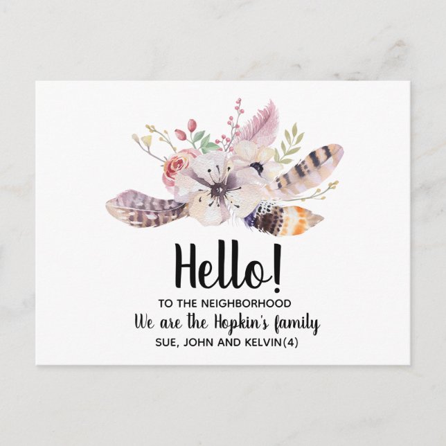Hello,Editable We're New to the Neighbourhood Postcard (Front)