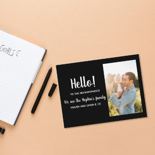Hello,Editable We're New to the Neighbourhood Postcard
