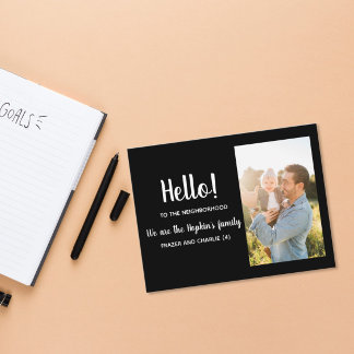 Hello,Editable We're New to the Neighbourhood Postcard