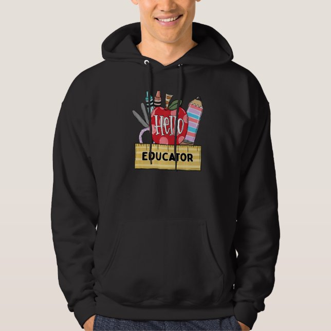 Hello Educator  Apple Teacher Hoodie (Front)