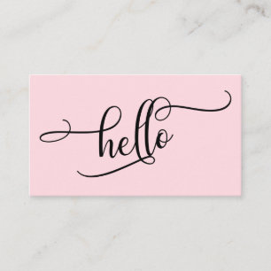 Hello Elaborate Script Typography on Pale Pink Business Card