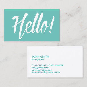 Hello Elegant Mint Green Photographer Business Card