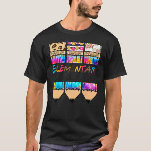 Hello Elementary Leopard Tie Dye Pencil Cute Teac T-Shirt