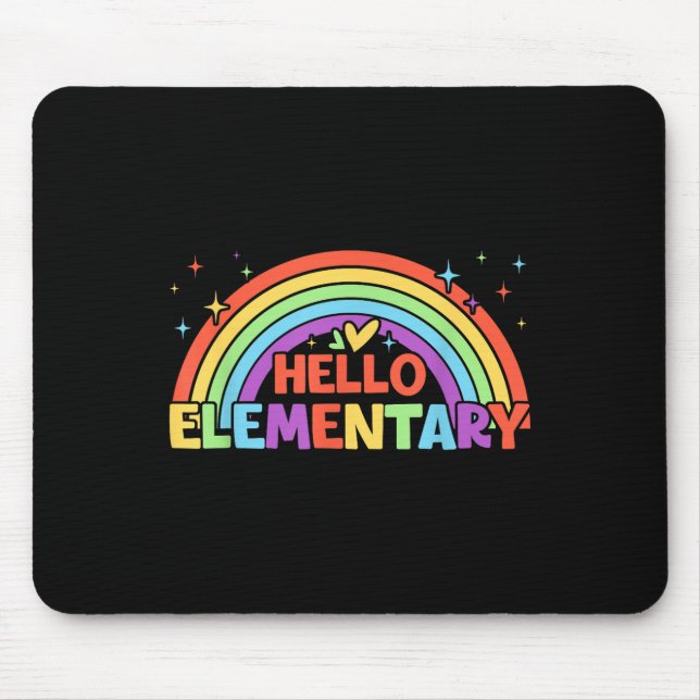 Hello Elementary Rainbow Teacher Squad Back To Sch Mouse Mat (Front)