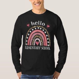 Hello Elementary School Leopard Rainbow Teacher Ba T-Shirt