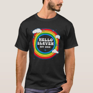 Hello Eleven Est 2010 Cute Rainbow Clouds 11 Years T-Shirt