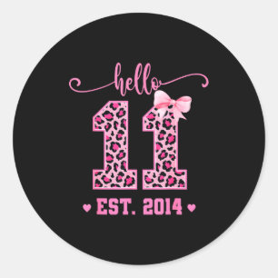 Hello Eleven Est 2014 Coquette Bow 11th Birthday G Classic Round Sticker