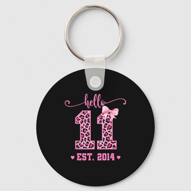 Hello Eleven Est 2014 Coquette Bow 11th Birthday G Key Ring (Front)
