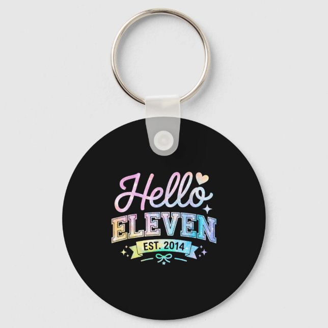 Hello Eleven Est 2014 Coquette Bow 11th Birthday G Key Ring (Front)