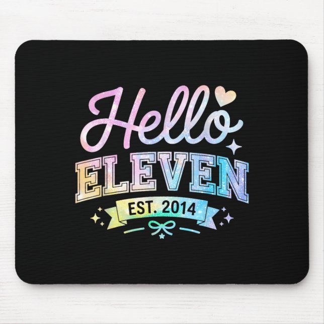 Hello Eleven Est 2014 Coquette Bow 11th Birthday G Mouse Mat (Front)