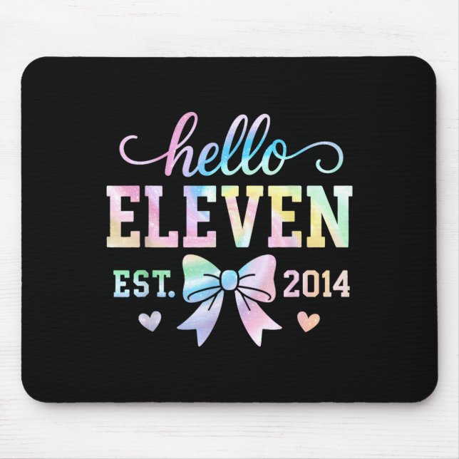Hello Eleven Est 2014 Coquette Bow 11th Birthday G Mouse Mat (Front)