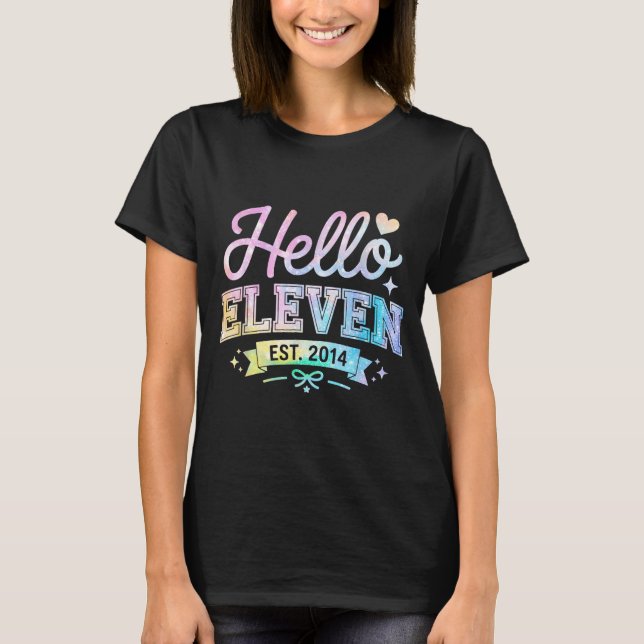 Hello Eleven Est 2014 Coquette Bow 11th Birthday G T-Shirt (Front)