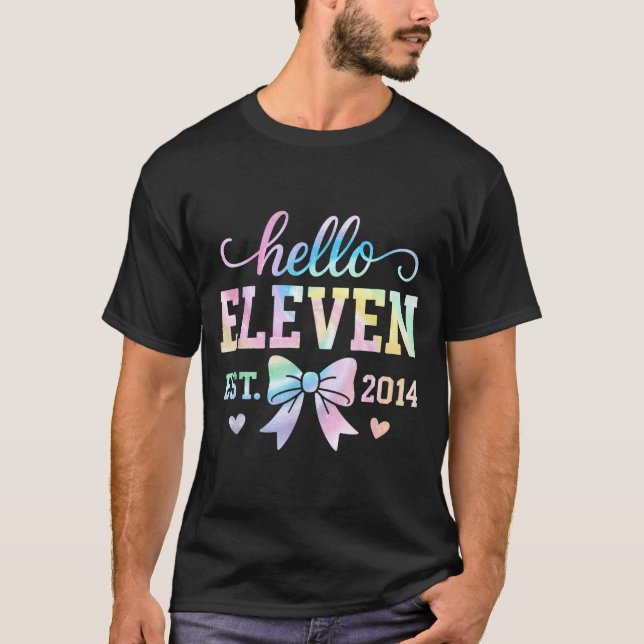 Hello Eleven Est 2014 Coquette Bow 11th Birthday G T-Shirt (Front)