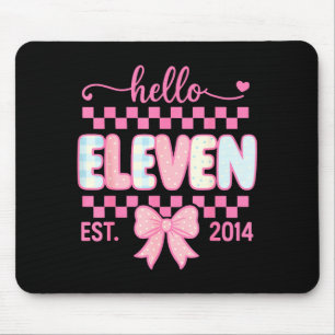 Hello Eleven Est 2014 Coquette Bow Happy 11th Birt Mouse Mat