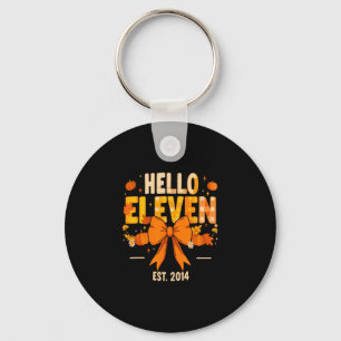Hello Eleven Est 2014 Coquette Bow Pumpkin Fall 11 Key Ring