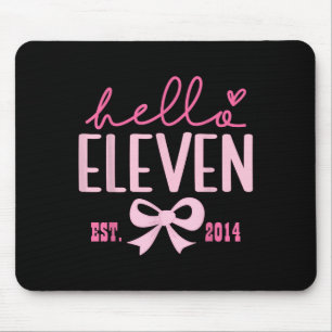 Hello Eleven Est 2014 Pink Coquette Bow 11th Birth Mouse Mat