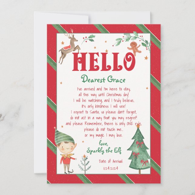 Hello Elf Christmas Magical Elf Printable Invitation (Front)