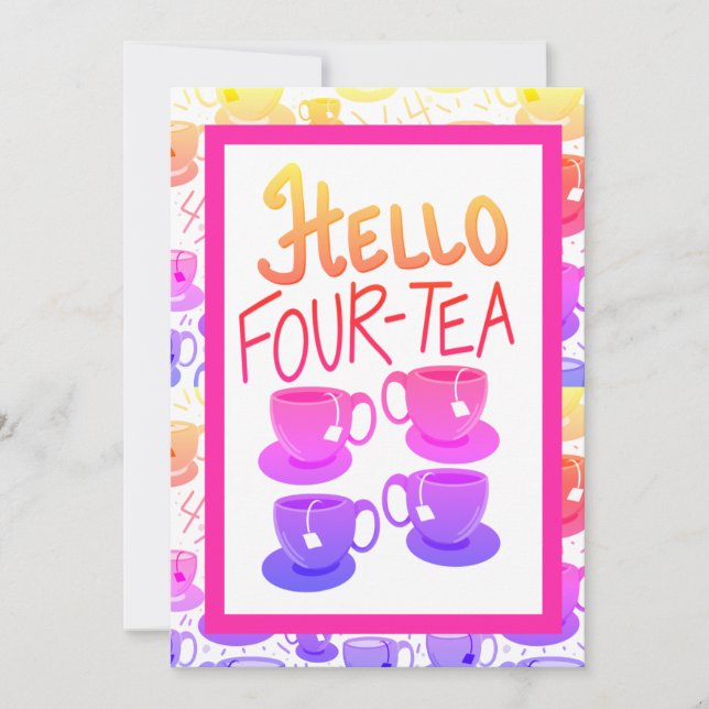 Hello Fabulous 40 Forty Four-tea Birthday Party Invitation (Front)