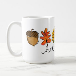 Hello Fall Acorn Sunflower Leaves & Pumpkin Coffee Mug