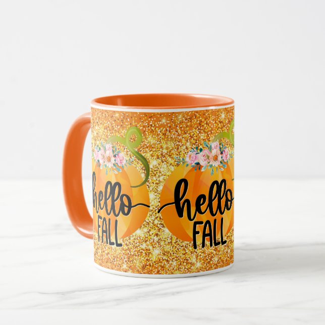 Hello Fall Autumn Customise Colour Mug (Front Left)