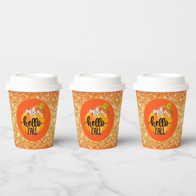 Hello Fall Autumn Customise Colour Paper Cups (Multi)