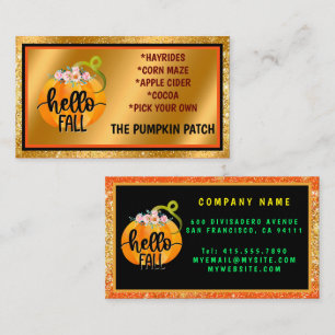 Hello Fall Autumn Customise Text and Colour Business Card