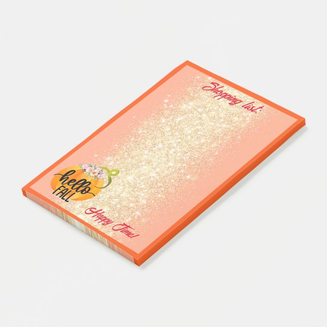 Hello Fall Autumn Customise Text and Colour Post-it Notes (Angled)