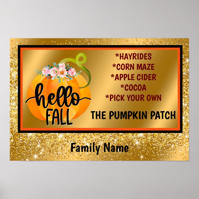 Hello Fall Autumn Customize Text and Color Poster (Front)
