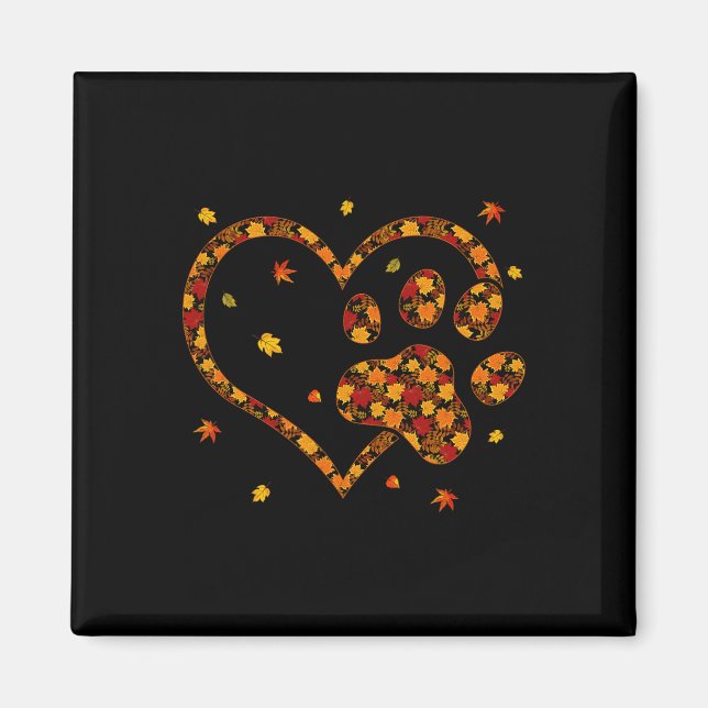 Hello Fall Autumn Leaf Dog and Cat Paw Print Pets  Magnet (Front)