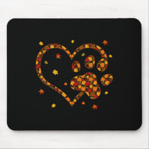 Hello Fall Autumn Leaf Dog and Cat Paw Print Pets Mouse Mat