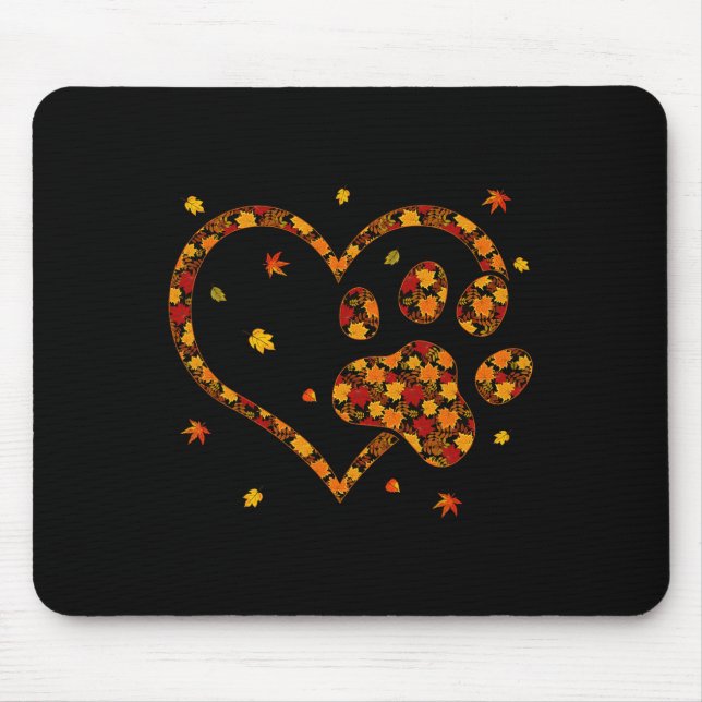 Hello Fall Autumn Leaf Dog and Cat Paw Print Pets  Mouse Mat (Front)