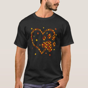 Hello Fall Autumn Leaf Dog & Cat Paw Print Pets Ki T-Shirt