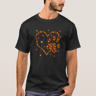 Hello Fall Autumn Leaf Dog & Cat Paw Print Pets Ki T-Shirt